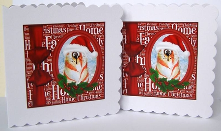 3 Christmas cat card fronts/toppers by Margaret McCartney