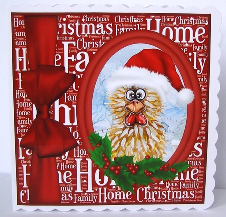 3 Christmas cockerel card fronts/toppers by Margaret McCartney