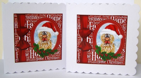 3 Christmas cockerel card fronts/toppers by Margaret McCartney