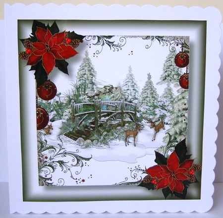 The Winter Deer Bridge 8x8 by Margaret McCartney