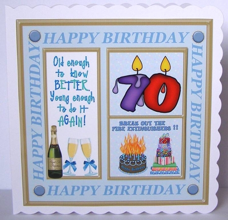 Male age 70 Birthday card front 1 by Margaret McCartney