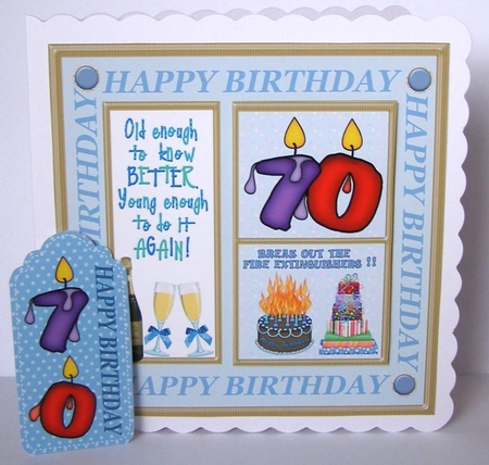 Male age 70 Birthday card front 1 by Margaret McCartney