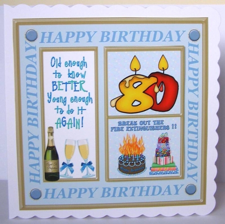 Male age 80 Birthday card front 2 by Margaret McCartney