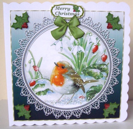 Blue assorted theme Christmas card front 10 by Margaret McCartney