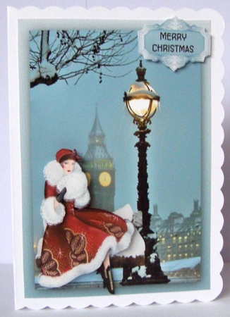A London Christmas 1 - A5 card front with decoupage by Margaret McCartney
