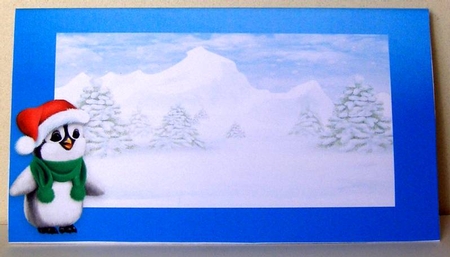 Christmas Penguins Concertina Card Kit With Decoupage + Tags & Matching Envelope by Margaret McCartney
