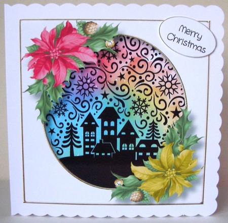 Colourful Christmas Silhouette 3 8x8 by Margaret McCartney