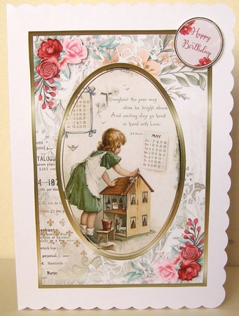 Vintage Times Birthday Decoupage Lace Filigree Topper 21 by Margaret McCartney
