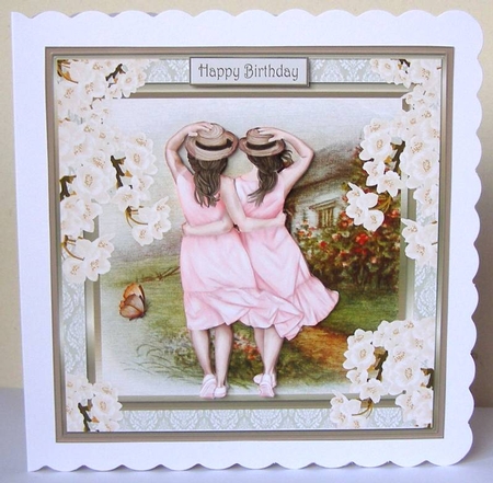Vintage Cottage Scene 7x7ins Decoupage Topper 4 by Margaret McCartney
