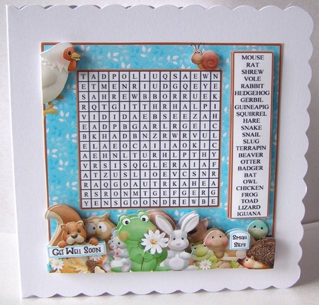 WORD SEARCH, SMALL ANIMALS ,  6 X 6 CARD by Margaret McCartney