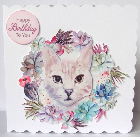 CACTUS KITTY 1 DECOUPAGE TOPPER by Margaret McCartney