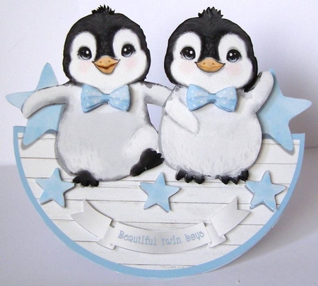 TWIN BOYS rocker card by Margaret McCartney
