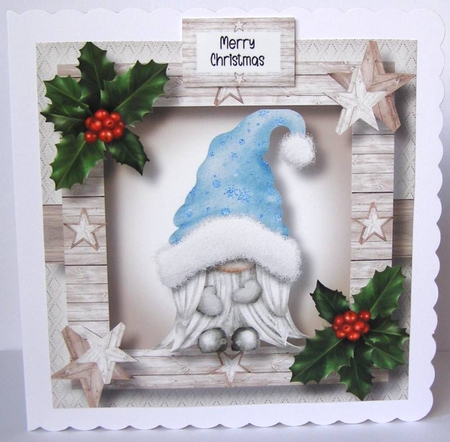 The Christmas Hat Gnome - Blue Female 8x8 by Margaret McCartney