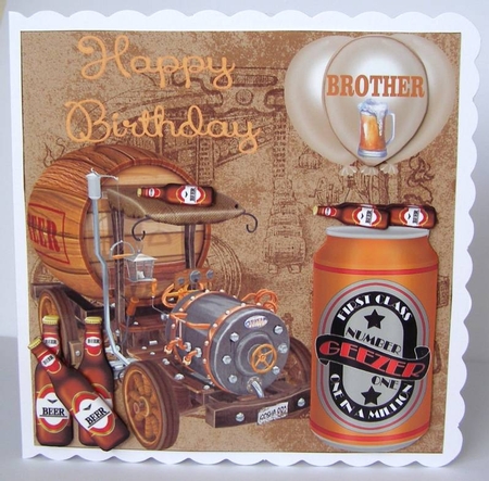 Dad/Son/Brother Birthday beer card front by Margaret McCartney