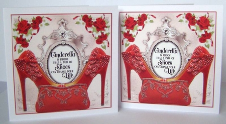 3 Red Cinderella card front/toppers(value sheet) by Margaret McCartney