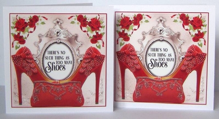 3 Red shoe theres no such card front/toppers(value sheet) by Margaret McCartney