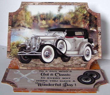 Male Birthday classic car (easel) topper and stopper (no base) 3 by Margaret McCartney