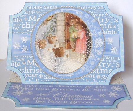 Blue Vintage Christmas scene easel topper and stopper(no base) 6 by Margaret McCartney