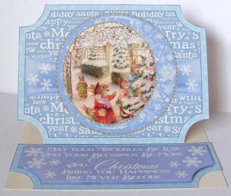 Blue Vintage Christmas scene easel topper and stopper(no base) 5 by Margaret McCartney