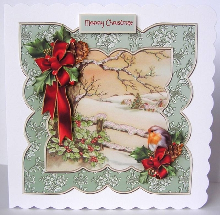 Robin and holly shaped card by Margaret McCartney