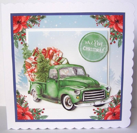 Watercolor Christmas Green Truck by Margaret McCartney
