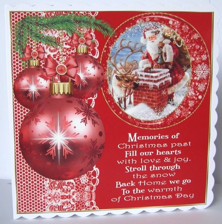 3 Red vintage Christmas card front/toppers 1 by Margaret McCartney