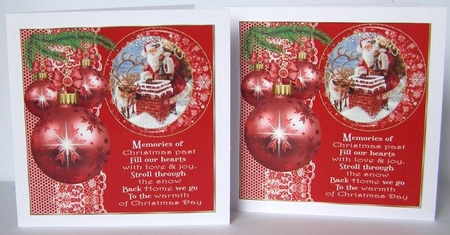 3 Red vintage Christmas card front/toppers 1 by Margaret McCartney