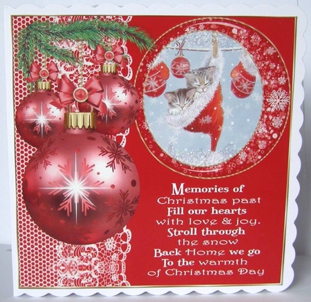 3 Red vintage Christmas card front/toppers 4 by Margaret McCartney