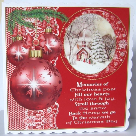 3 Red vintage Christmas card front/toppers 8 by Margaret McCartney