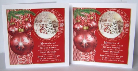 3 Red vintage Christmas card front/toppers 8 by Margaret McCartney