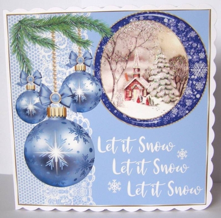 3 Blue vintage Christmas scene card front/toppers 2 by Margaret McCartney