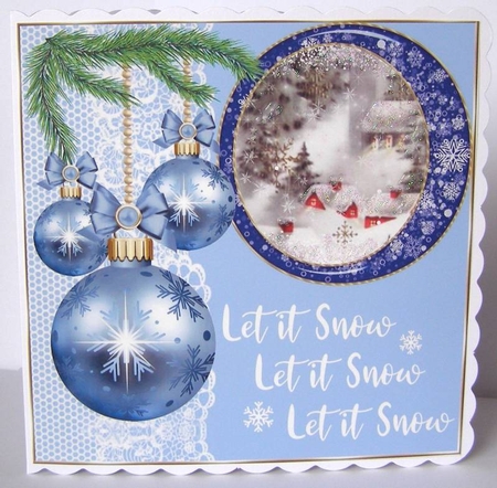 3 Blue vintage Christmas scene card front/toppers 7 by Margaret McCartney