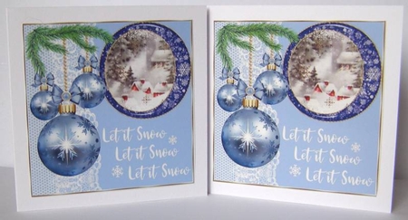 3 Blue vintage Christmas scene card front/toppers 7 by Margaret McCartney