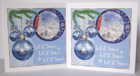 3 Blue vintage Christmas scene card front/toppers 8 by Margaret McCartney
