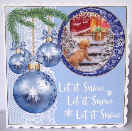 3 Blue vintage Christmas scene card front/toppers 9 by Margaret McCartney