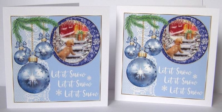 3 Blue vintage Christmas scene card front/toppers 9 by Margaret McCartney