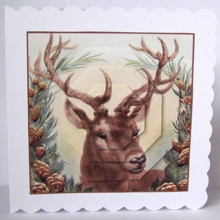 Vintage Christmas Reindeer Octagon Pyramid by Margaret McCartney