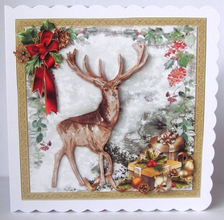 7x7 Mini Kit , Beautiful Christmas Stag by Margaret McCartney