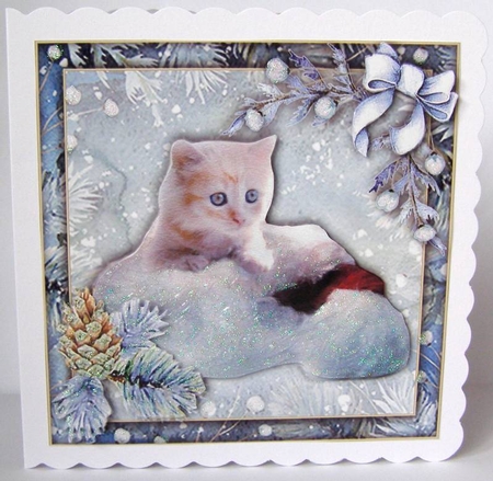 Watercolour Christmas - Kitten by Margaret McCartney