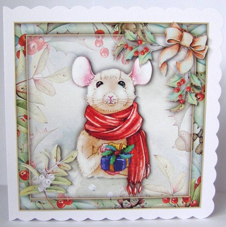 Watercolour Christmas - Mouse by Margaret McCartney
