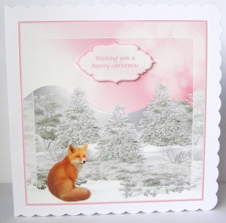8 x 8 in fox on snowy background quick card front by Margaret McCartney