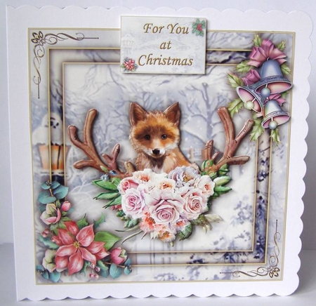 Watercolour Christmas 8x8 - Fox Cub by Margaret McCartney
