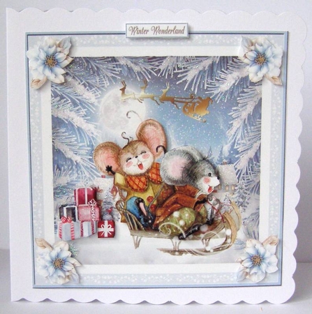 Christmas Fun in the Snow 7x7ins Topper 1 by Margaret McCartney