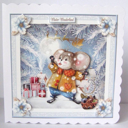 Christmas Fun in the Snow 7x7ins Topper 2 by Margaret McCartney