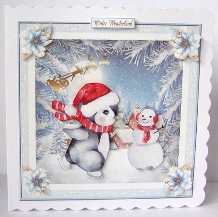 Christmas Penguin 7x7ins Decoupage Topper 3 by Margaret McCartney