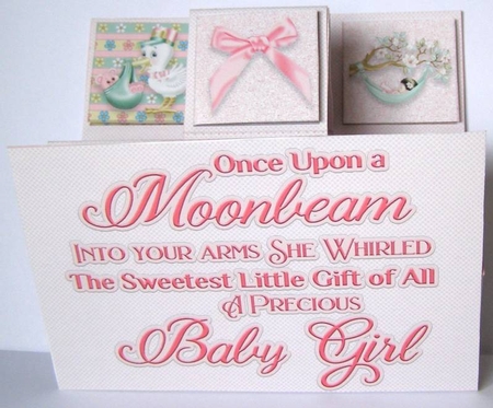 Baby Girl 3D-Pyramid Block Card by Margaret McCartney