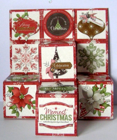 Classic Christmas 6 x 6 Inch 3D Pyramid Building Blocks Card by Margaret McCartney