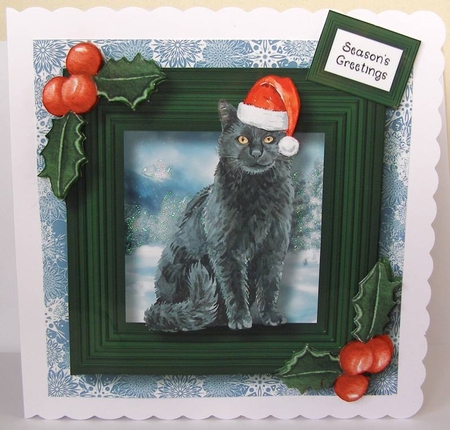 Meowy Christmas Cat - Chartreux  by Margaret McCartney