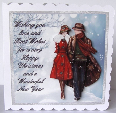 So in Love - 6x6 inch card front with decoupage by Margaret McCartney
