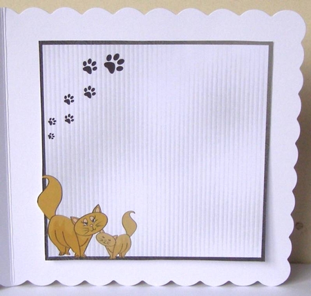 Crazy Cat Guy 3 - 6x6 inch card front with decoupage by Margaret McCartney